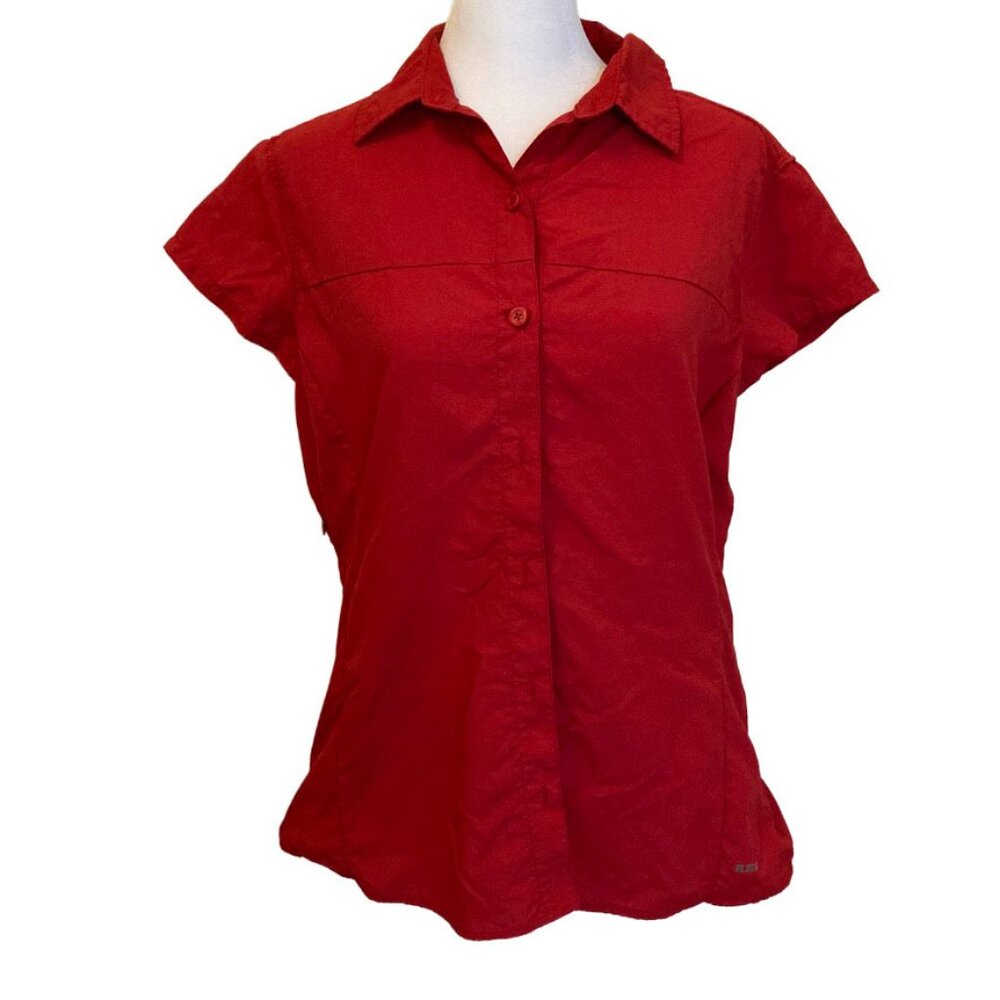 REI Women’s Vented Back Button-Front Shirt – Cherry Red – Size L